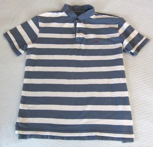 Arrow Men's Short Sleeve Polo Shirt Size M Blue and Light Gray Striped - Picture 1 of 4
