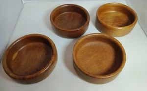 Vintage MCM Teak Wood Salad Bowls Made In Thailand 6" Diameter 2.5" Tall Set/4 - Picture 1 of 3
