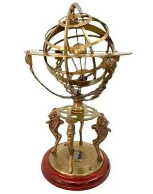 Globo astrolabio vintage esfera latón macizo 18" náutico armilar para decoración regalo Foto 1 de 4