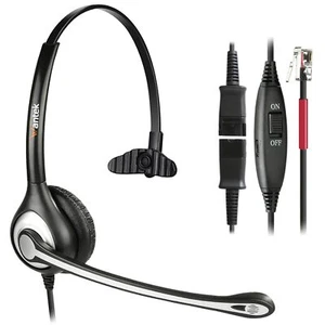 Corded Telephone Headset Monaural with Noise Canceling Mic + Quick Disconnect... - Picture 1 of 7