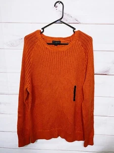 Banana Republic Mens Knit Sweater Size L Orange Long Sleeve Pullover 100% Cotton - Picture 1 of 8