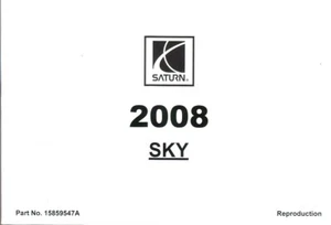 2008 Saturn Sky Owner's Owners Owner Glovebox Manual Guide 15859547A - Picture 1 of 1