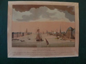 San Pietroburgo Russia Saint Petersburg Neva acquatinta Genty Bance 1820 - Imagen 1 de 5