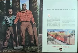 1946 Pennsylvania Eisenbahndruck, Holz auf den Hof schleppen, Holzfäller - Bild 1 von 1