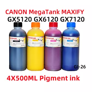 4X500ML Ink refills CANON Megatank MAXIFY GX5120 GX6120 GX7120 GI-26 ink - Picture 1 of 1