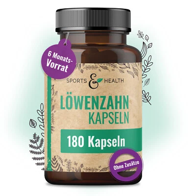 SPORTS & HEALTH Löwenzahn Kapseln - 180 Kapseln - Löwenzahn Wurzel - Löwenzahnpulver
