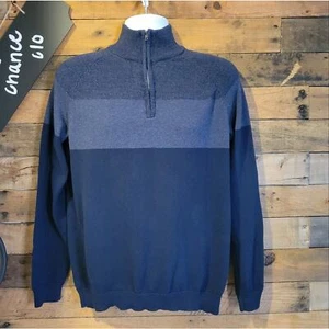 Calvin Klein men's blue Henley zippered pullover sweater size M - Picture 1 of 11