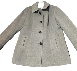 Liz Claiborne Pea Coat Womens Size XL Grey Large Black Buttons Outdoor Winter - Picture 1 of 13