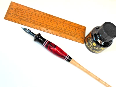 Straight Dip Pen for Calligraphy, Pen & Ink, Manga  Ebony Acrylic & Curly Maple - Image 1 of 4