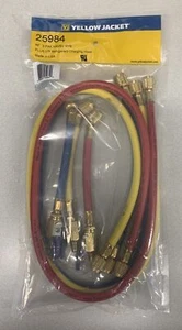 YELLOW JACKET 48" PLUS II 1/4" RYB 3PK HOSES W/ FLEXFLOW VLV 25984 - Picture 1 of 3
