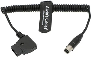 Mini XLR 4 Pin Female to D Tap Coiled Power Cable for ARRI RED 12V TV Logic  - Picture 1 of 3