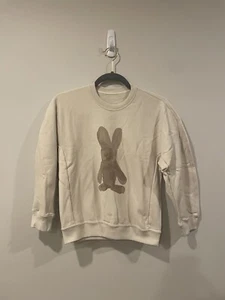 jnby by JNBY Kids Beige Bunny Rabbit Crewneck Sweatshirt 100% Cotton size 10/12 - Picture 1 of 6