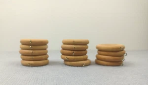 Wooden Curtain Rings X 14 with Screw In Eyelets 45mm Internal 70mm External #2 - Picture 1 of 5
