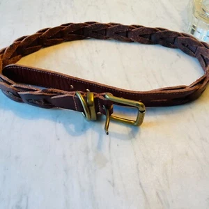 Polo Ralph Lauren Belt Boys 26 Leather Braid Brass Buckle Classic Preppy - Picture 1 of 8