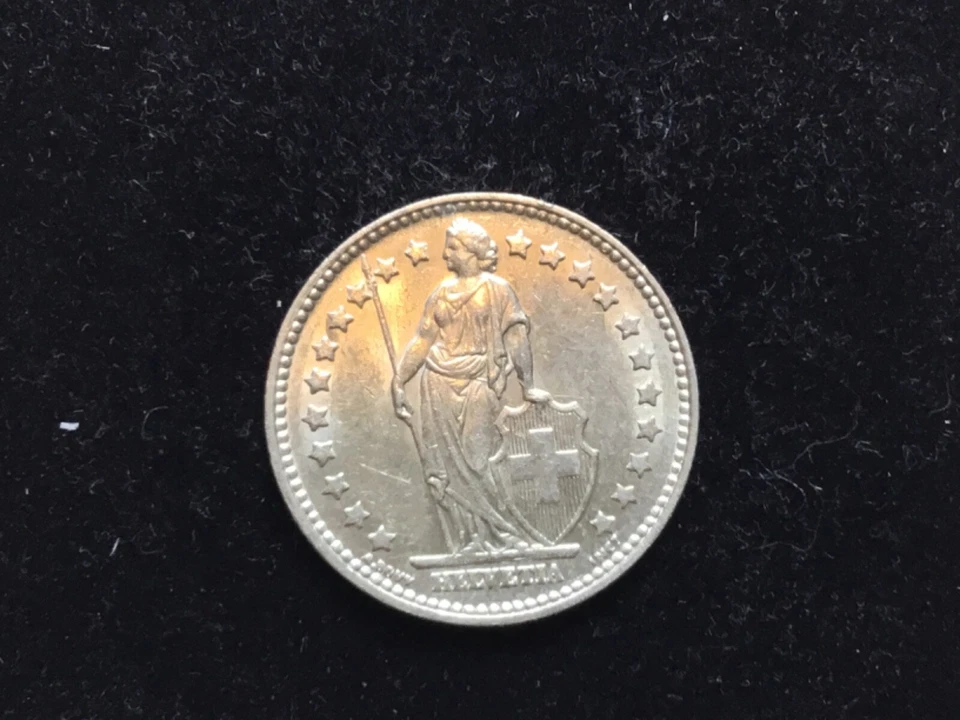 1953 B SWITZERLAND HELVETIA Symbolizes SWISS Nation SILVER 1 Franc Coin - Image 1 of 2