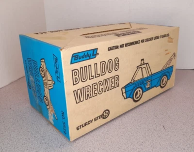 BOX ONLY Buddy L Bulldog Wrecker Tow Truck Vtg Pressed Steel Blue & White  - Image 1 of 4