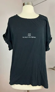 Wildfox Aquarius Black Short Sleeve Top "My Way Or The Highway" Size Large - Picture 1 of 8