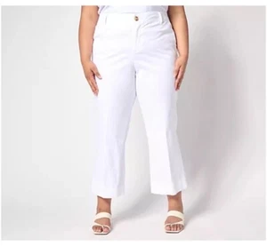 Joan Rivers Signature Twill Petite Cropped Wide Leg Pants Size PL White A636007 - Picture 1 of 19