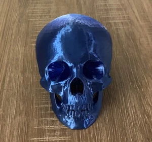 3D Printed Royal Blue Human Skull - Picture 1 of 8