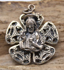 Antique Sterling Silver Pendant Charm Jesus Christ From Italy 22.2x24.4mm (fr3)