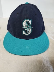 Seattle Mariners Hat Fitted Cap 7 3/8 Blue On Field New Era Mens Baseball Cap - Picture 1 of 4