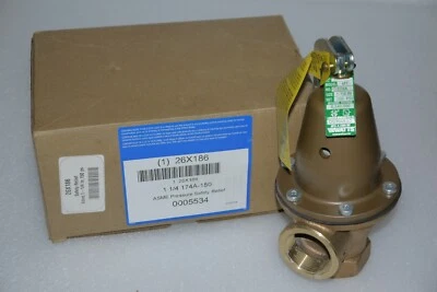 WATTS 26X186 BRONZE ASME PRESSURE SAFETY RELIEF VALVE FNPT 1 1/4" 150 PSI NEW - Image 1 of 4