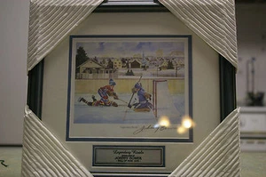 AUTHENTIC 'Legendary Rivals' PRINT BY BURDEN, AUTOGRAPHED by 'Johnny Bower' - Picture 1 of 8