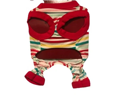 Dog Cat Pet Holiday Christmas Pajamas Striped Costume XS up to 10lbs New - Image 1 of 4
