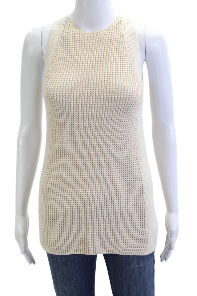 Vince женщин без рукавов туника бак бежевый хлопок ворота дизайнерский размер XS - Изображение 1 из 4