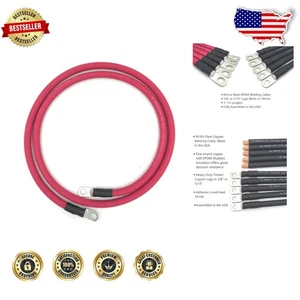 Cable de batería resistente de 2 AWG rojo 3 pies 5/16" terminales resistentes a la intemperie EE. UU. - Imagen 1 de 4