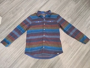 LL Bean Shacket Mens XL Striped Fleece Long Sleeve Snap Buttons Pockets Jacket - Picture 1 of 10
