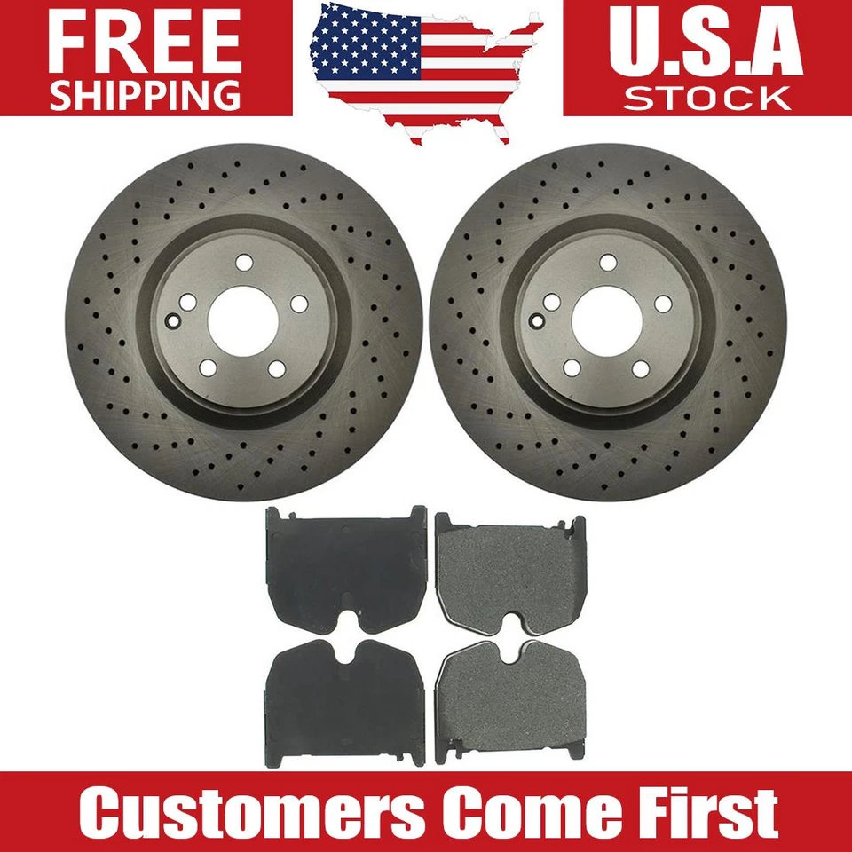 Front Drilled Brake Rotors Brake Pads Set for 2003 -5 2006 Mercedes-Benz E55 AMG - Image 1 of 4