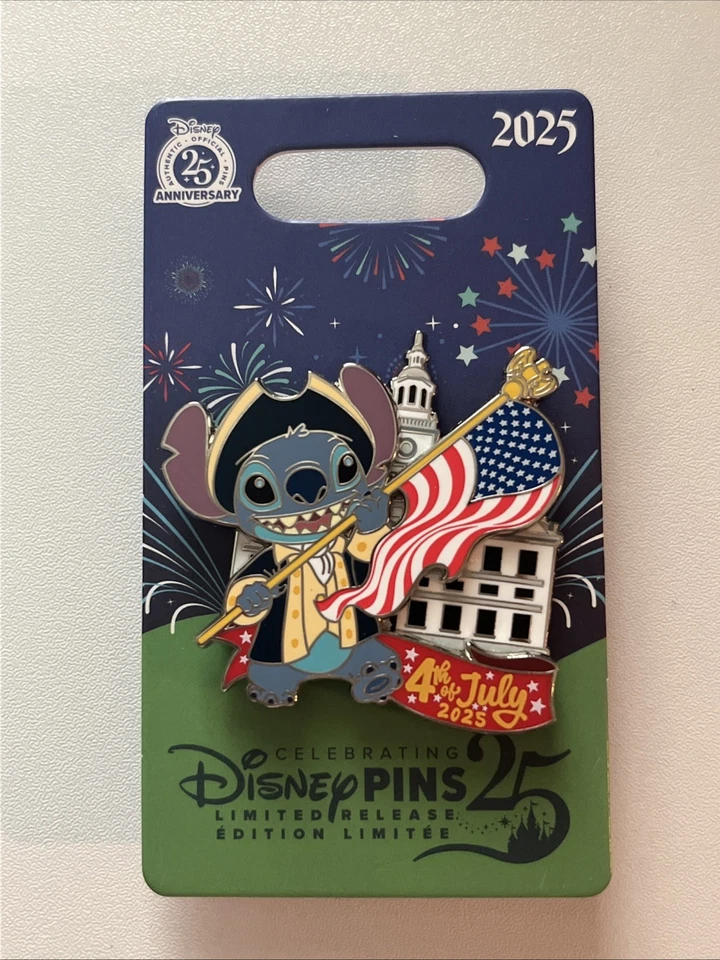 Prendedor Disney Stitch 4 de julio de 2025 lanzamiento limitado Día de la Independencia Foto 1 de 1
