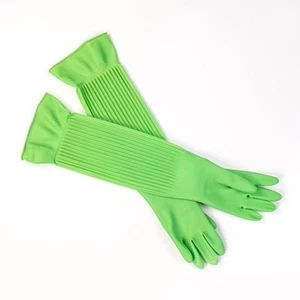 Guantes de limpieza multiusos de látex hasta brazos, dedos texturizados, 22,8", verde - Imagen 1 de 1