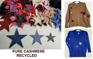 # 100% CASHMERE 6 X STARS 2'' 3'' 4''  APPLIQUE PATCHES SEW ON DIY REPAIRING