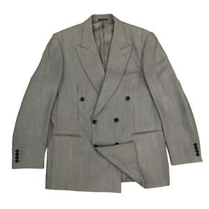 Bachrach 42R Italy Made 100% Wool Mens Double Breasted Blazer Pinstriped  Gray