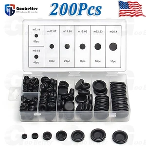 200Pcs Rubber Grommet Firewall Hole Plug Set Electrical Wiring Gasket Assortment - Picture 1 of 10