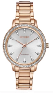 $350 CITIZEN Silhouette Crystal Silver Dial Ladies Watch FE7043-55A - Picture 1 of 6