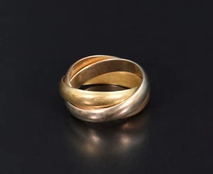 Vintage Authentic 18K Gold Tri-Color Cartier Trinity Ring - Picture 1 of 7