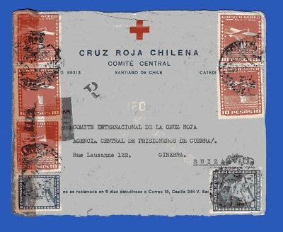 CHILE - RED CROSS, CENSORED COVER TO SWITZERLAND, WAR PRISONERS, VF - Image 1 of 2