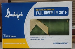 Slumberjack 35F Fall River Multi-Layer Sleeping Bag Green/Beige/Yellow 35"x80" - Picture 1 of 4