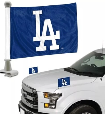 PRO MARK MLB Los Angeles Dodgers Ambassador Hood / Trunk Car Flag- Set of Two