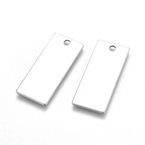 50pcs 304 Stainless Steel Tag Pendants Rectangle Stamping Blanks Charms 38x16mm - Picture 1 of 2