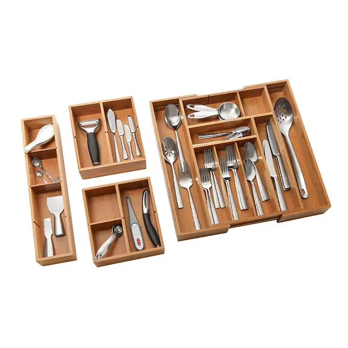 Organizador de cajones expandible de bambú de 4 piezas Seville Classics Foto 1 de 2