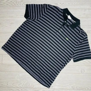 Vintage Lacoste Polo regular fit short sleeve grey & black striped polo T-shirt - Picture 1 of 6