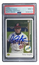 Charlie Sheen Signed Major League Trading Card PSA/DNA Gem Mint 9