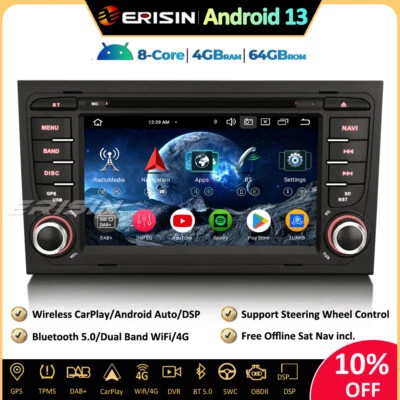 64GB Android 13 Car Stereo Sat Nav CarPlay DAB+ DVD For Audi A4 S4 RS4 Seat Exeo - Image 1 of 4