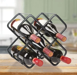 mDesign Metal Free-Standing Wine Rack Storage Organizer for Kitchen Countertops, - Picture 1 of 7
