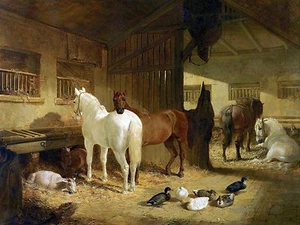 FOUR HORSES IN A BARN Tile Mural Kitchen Bathroom Wall Backsplash Marble Ceramic - Picture 1 of 10