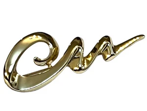 VTG Signed AJC BROOCH PIN Gold Tone Squiggly Lines Scroll Curly Twister Cursive - Picture 1 of 14